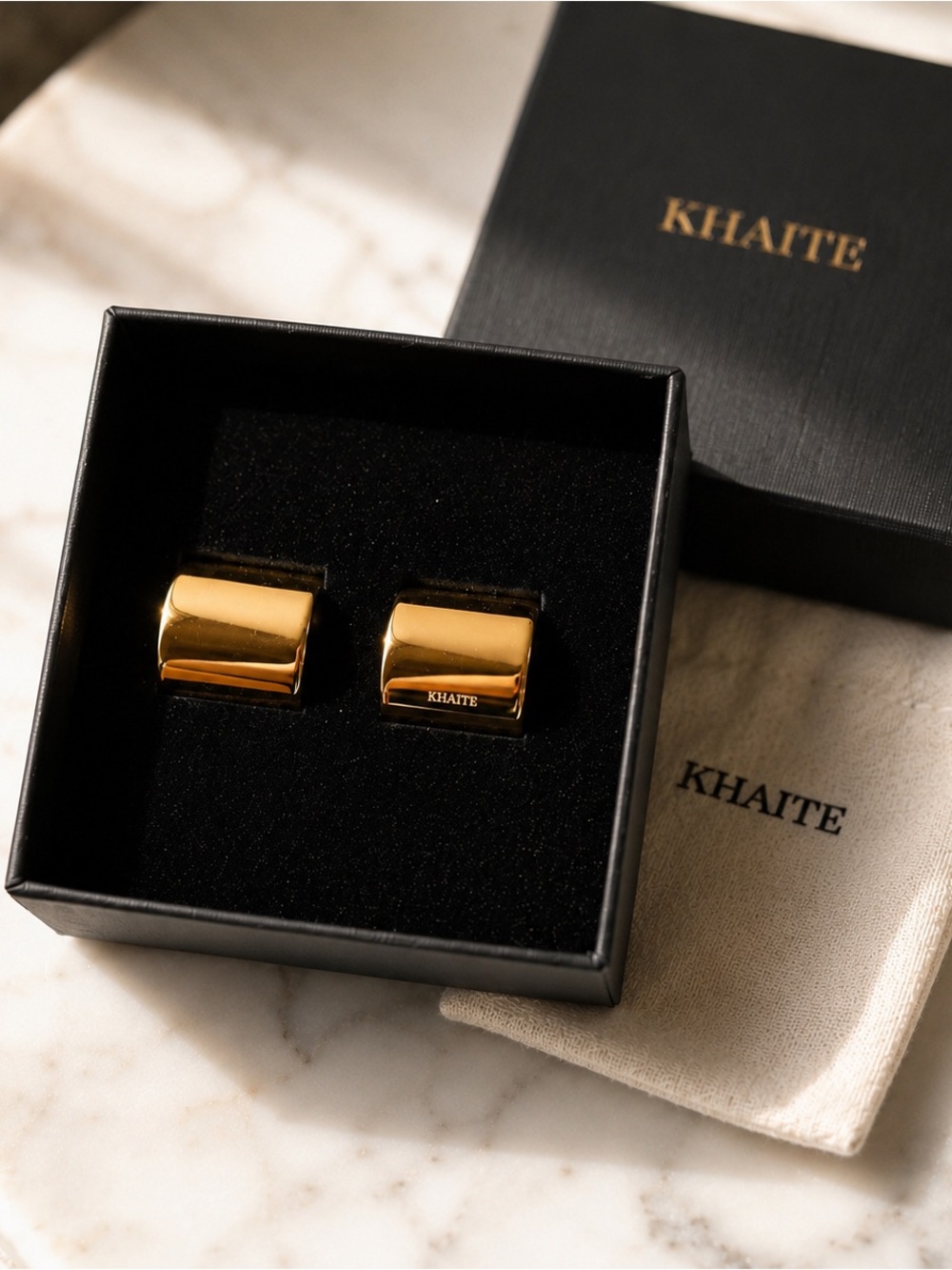 KHAITE Julius Small 18K Gold-Plated Sculptural Earrings Box Dust Bag Made Italy